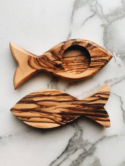 Olive wood Candle Holders - hand carved in Bethlehem