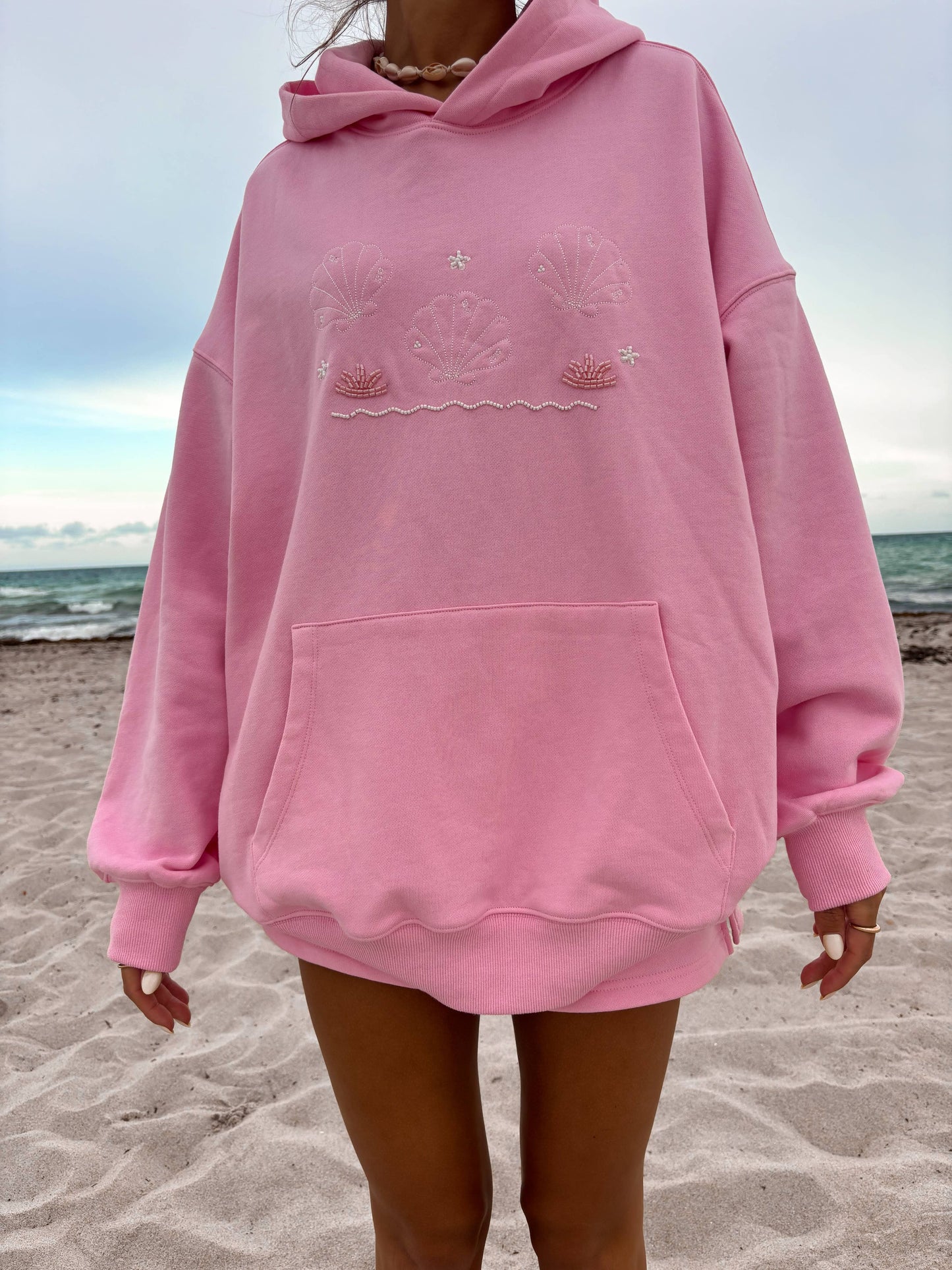 Lottie Pink Bikini Beaded Ocean Hoodie 100% Cotton - Lottie Pink