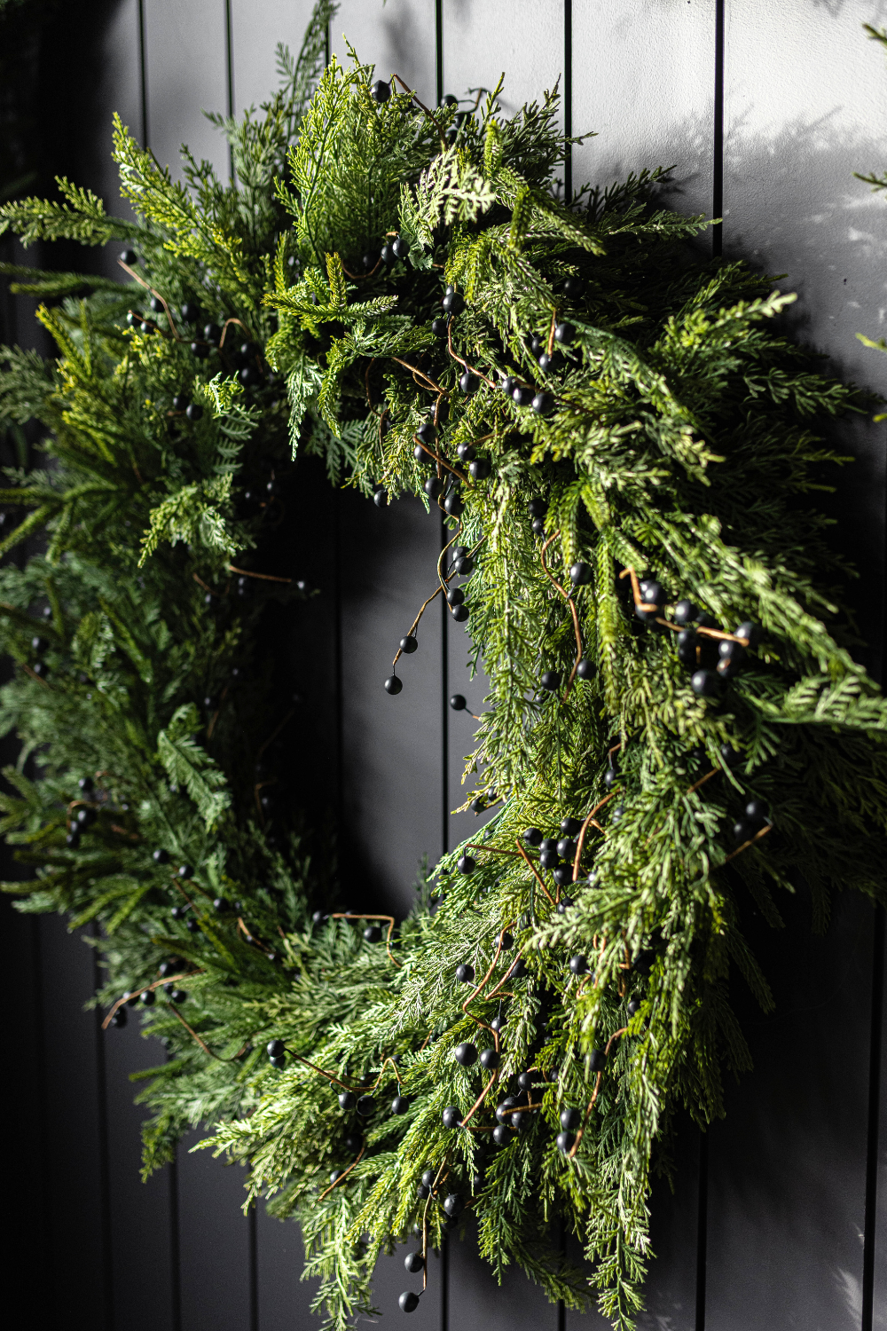 Navy Plum Berry Norfolk Cypress Real Touch Wreath - 24"