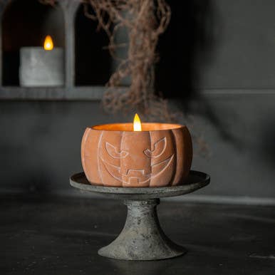 3.5" ORANGE JACK-O-LANTERN 3D FLAME CANDLE