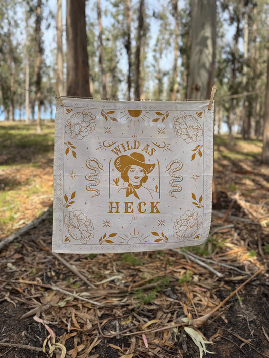 Wild As Heck Bandana ( wild rag, embroidered bandana