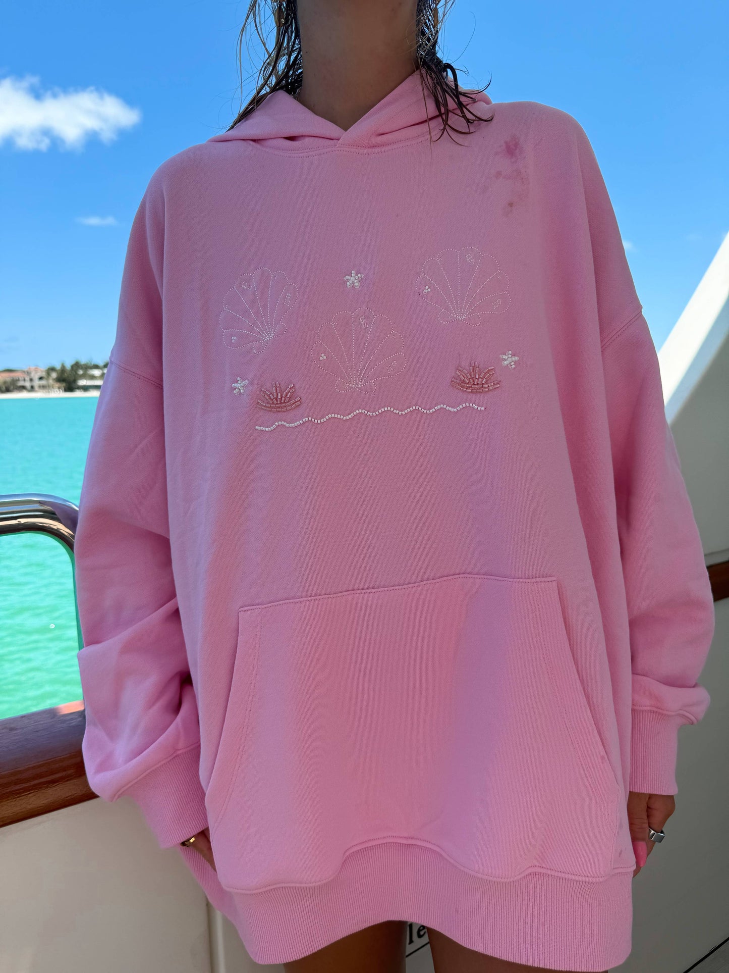Lottie Pink Bikini Beaded Ocean Hoodie 100% Cotton - Lottie Pink