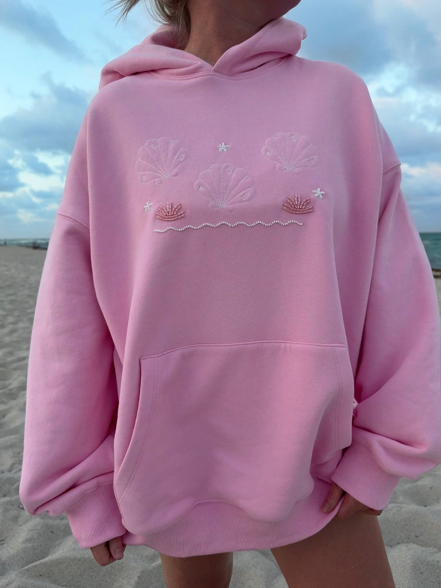 Lottie Pink Bikini Beaded Ocean Hoodie 100% Cotton - Lottie Pink