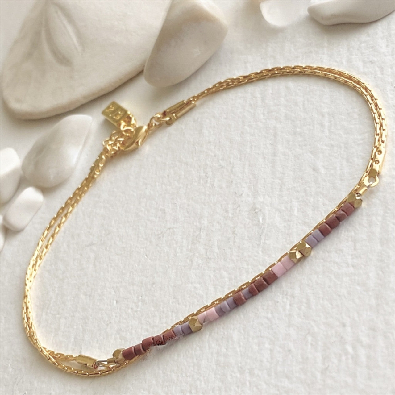 Thomson Hand Beaded Layered Anklet - Lavender