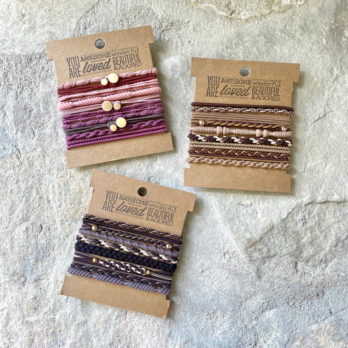 Boho Hair Ties on Kraft Card | Black
