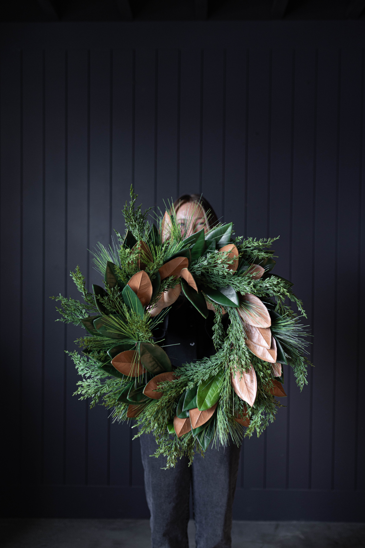 Magnolia Norfolk Cypress Mixed Real Touch Wreath - 24"