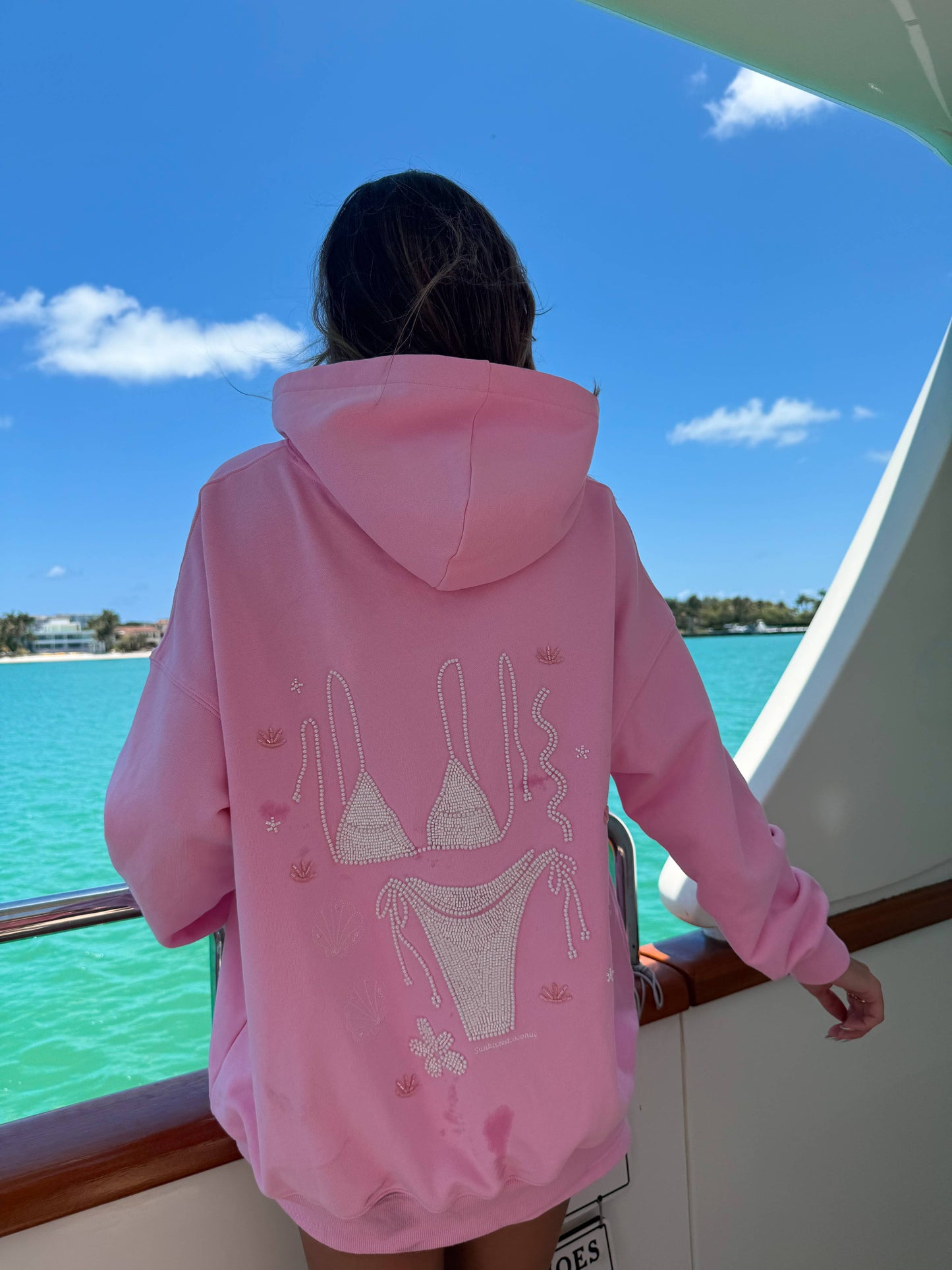 Lottie Pink Bikini Beaded Ocean Hoodie 100% Cotton - Lottie Pink
