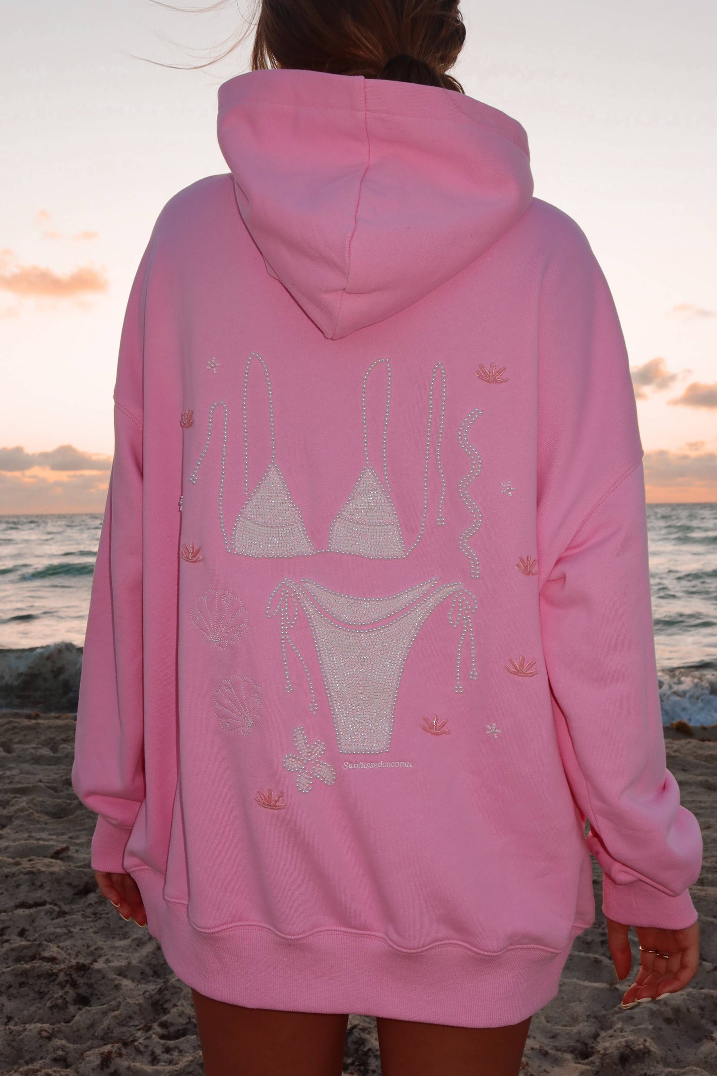 Lottie Pink Bikini Beaded Ocean Hoodie 100% Cotton - Lottie Pink