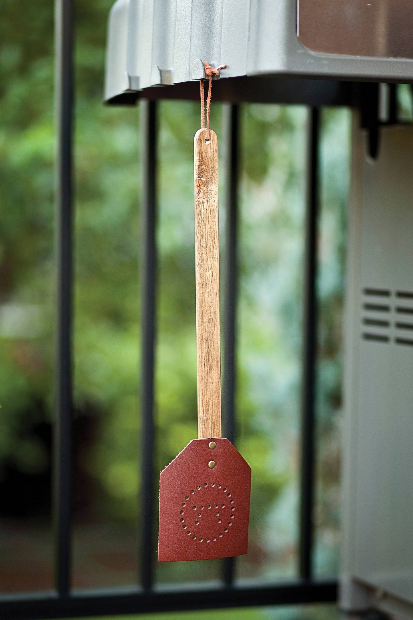 Acacia wood and Leather Fly Swatter