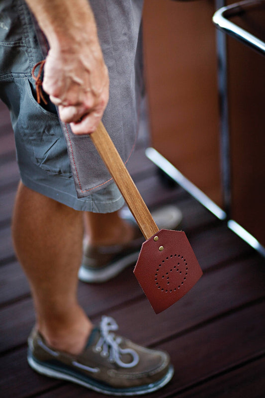 Acacia wood and Leather Fly Swatter