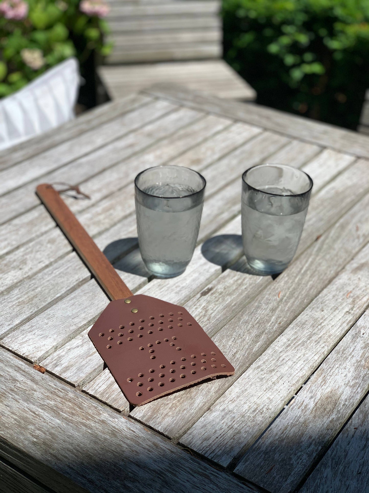 Extra Large Acacia wood and Leather Fly Swatter