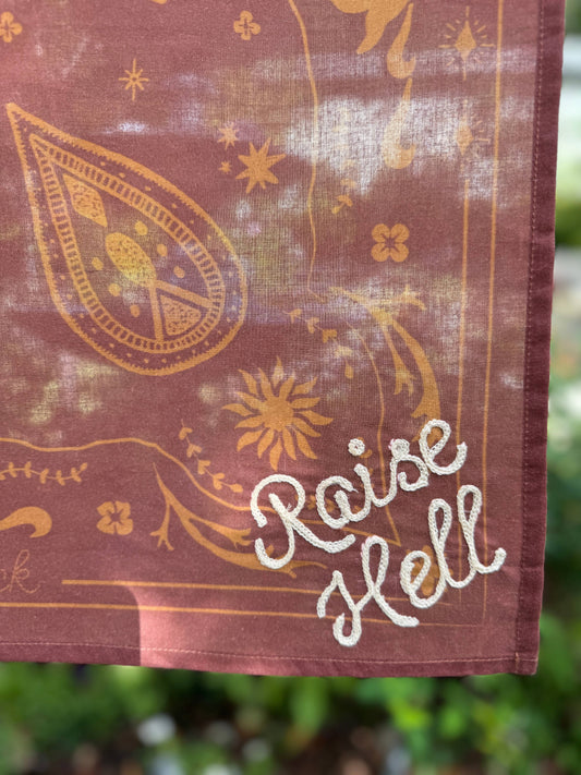 Raise Hell Bandana (organic cotton, wild rag, western style)
