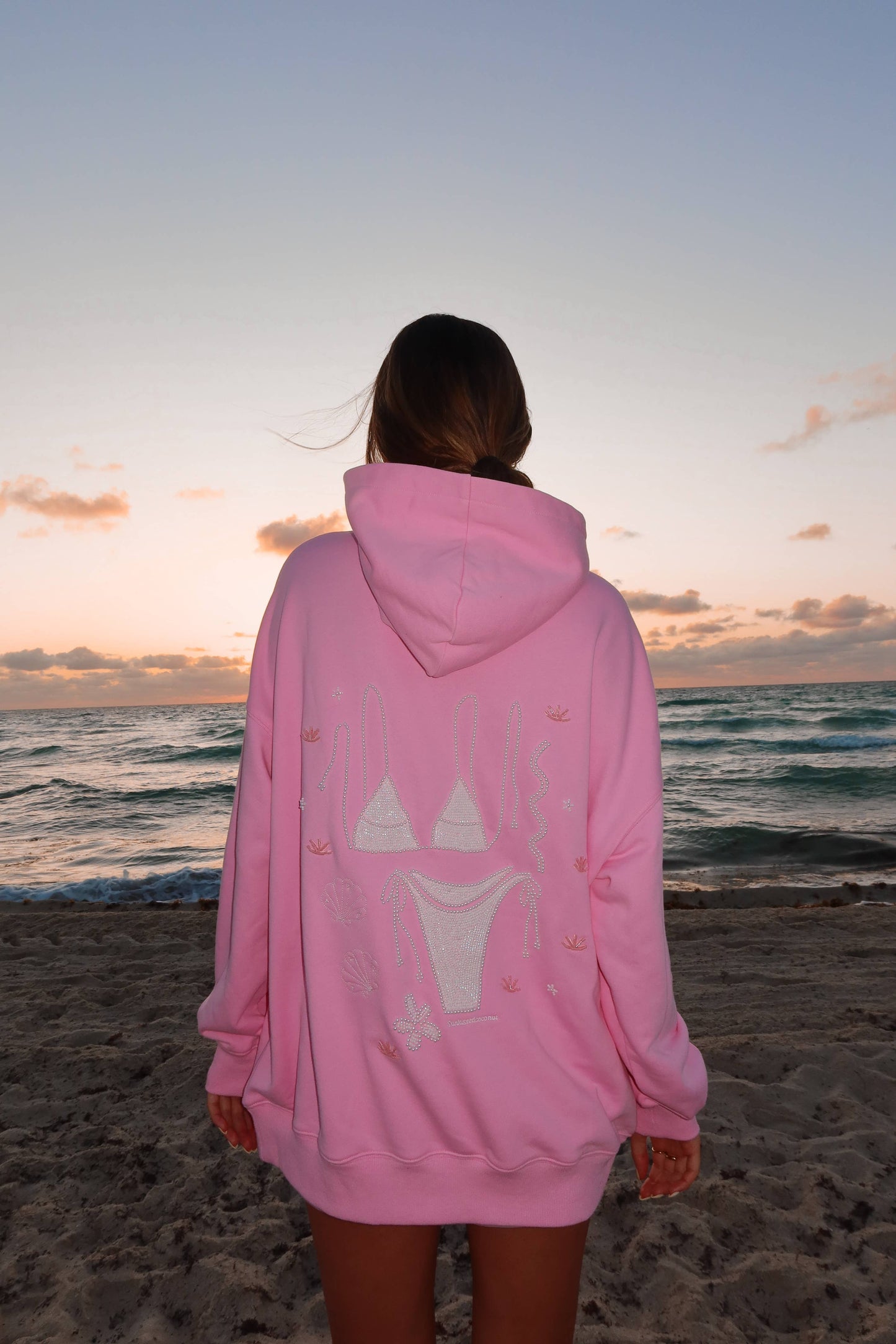 Lottie Pink Bikini Beaded Ocean Hoodie 100% Cotton - Lottie Pink