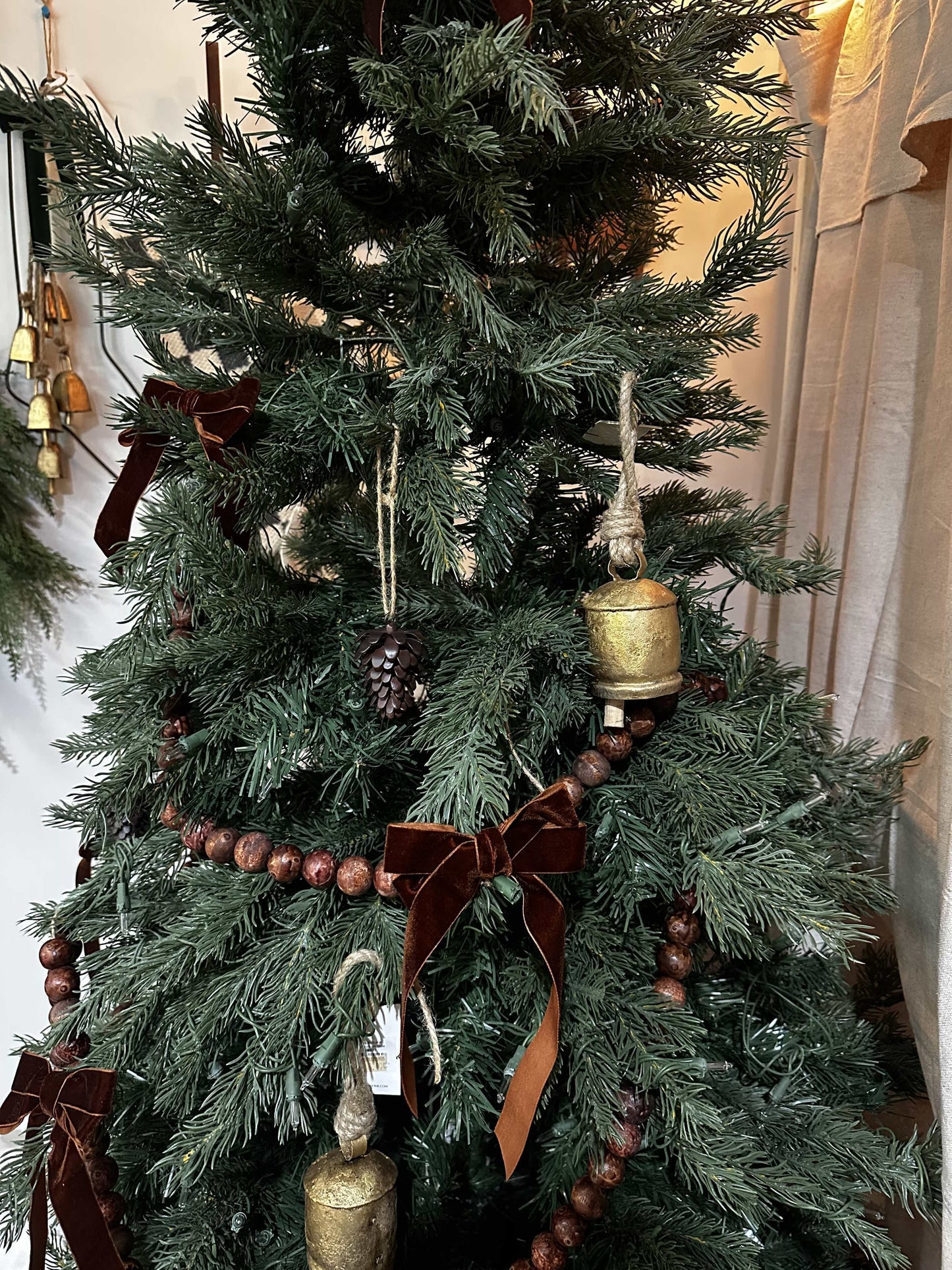 9' Wood Bead Garland - Large Round Dark Stained