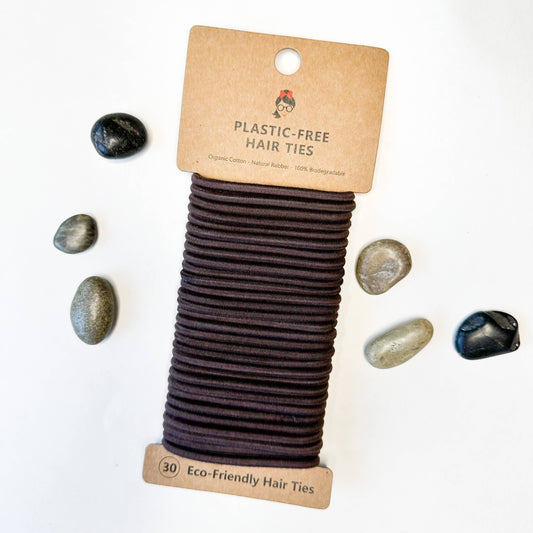 Organic Biodegradable Plastic Free Hair Ties - Brown