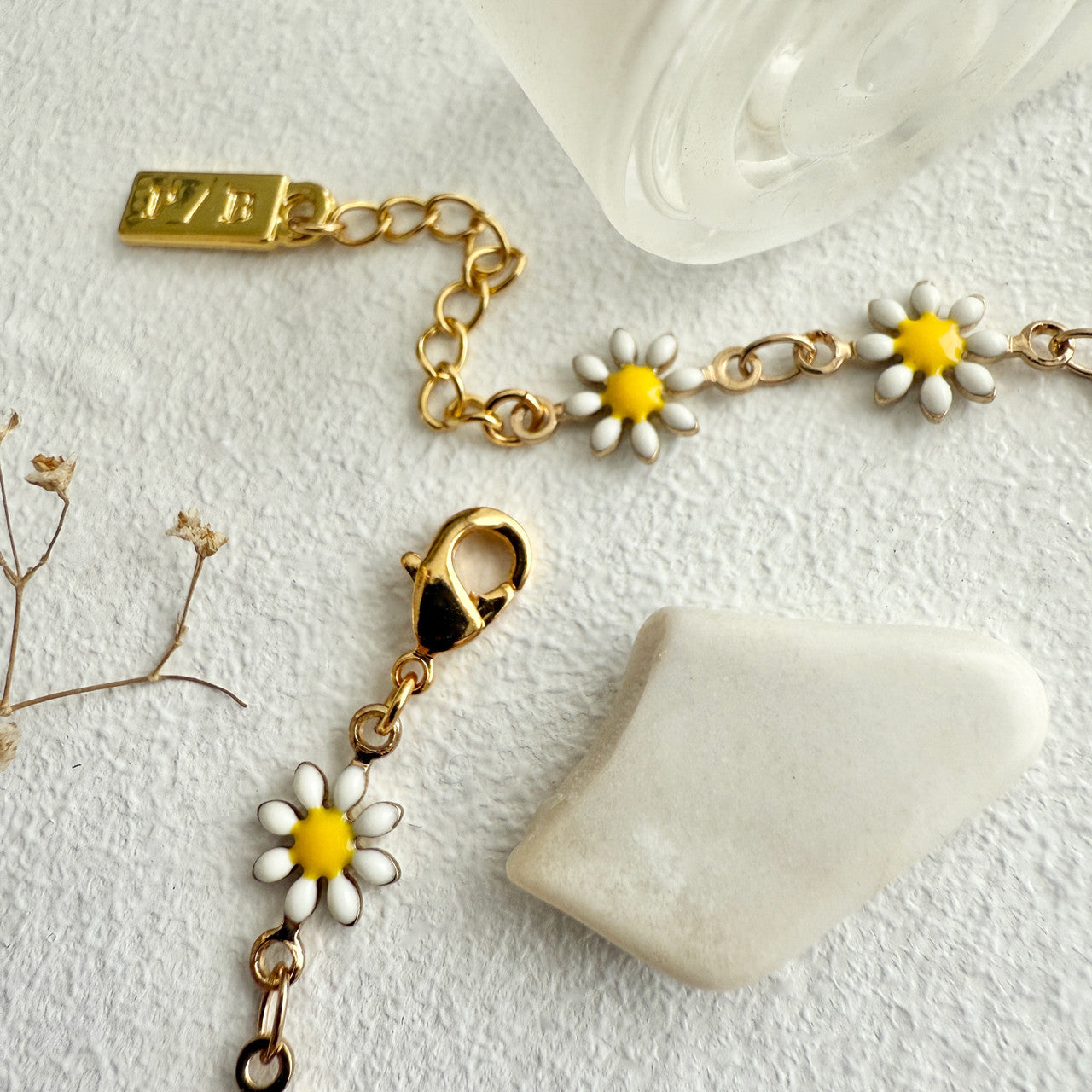 Daisy Jane Flower Chain Anklet in Enamel & Gold