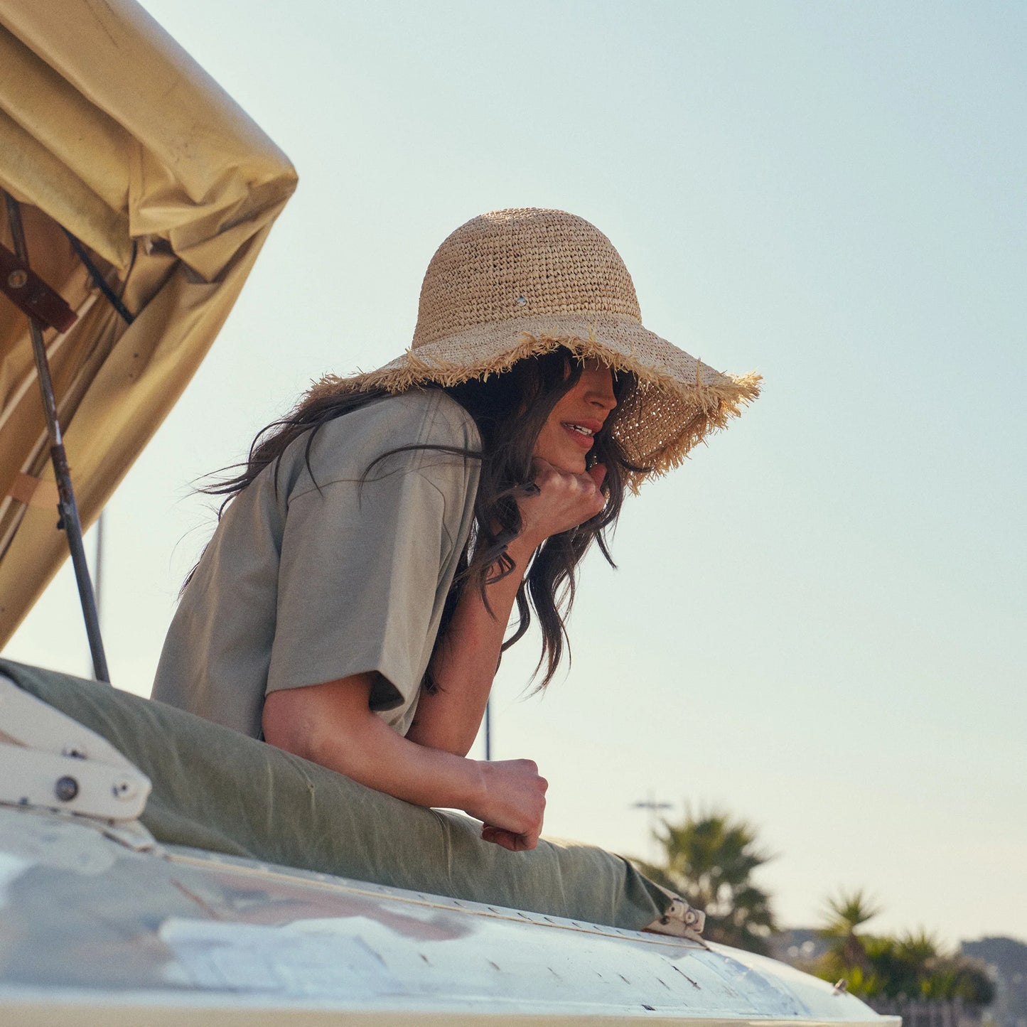 Indra - Raffia Crochet Bucket Hat - Natural