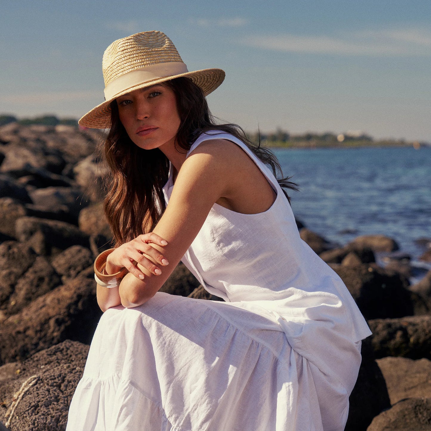 Zira - Straw Fedora - White