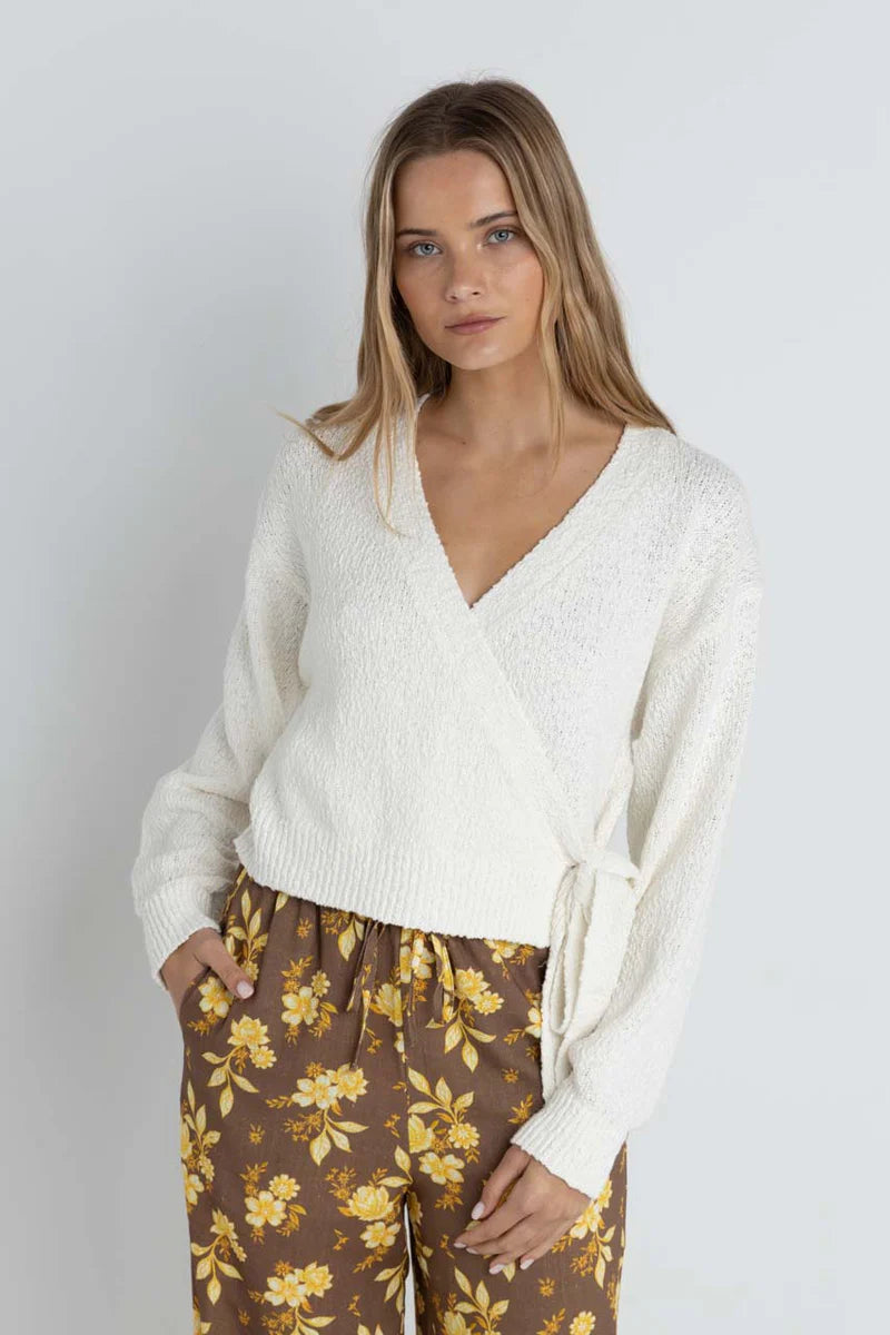 Adele Wrap Front Knit - White