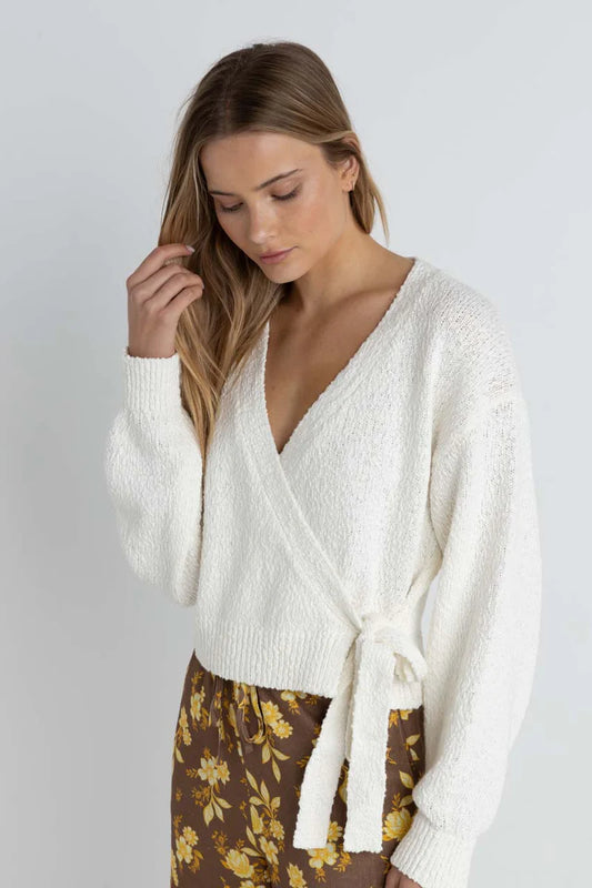 Adele Wrap Front Knit - White