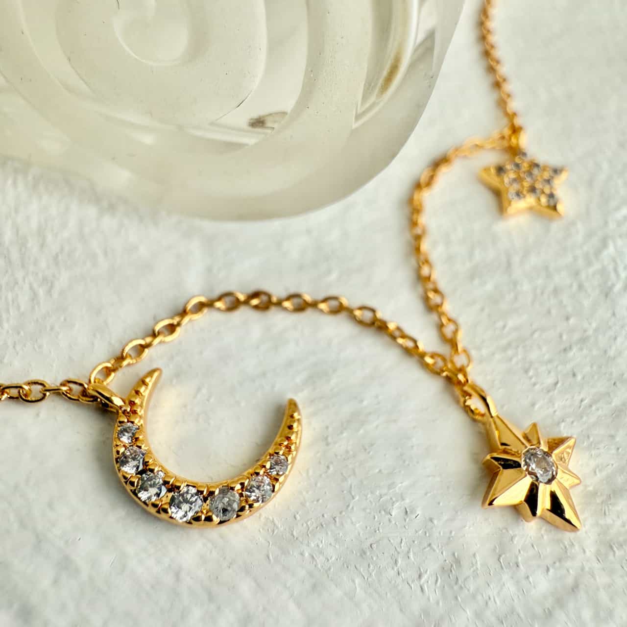 Andromeda Stars & Moon Charm Necklace in Gold