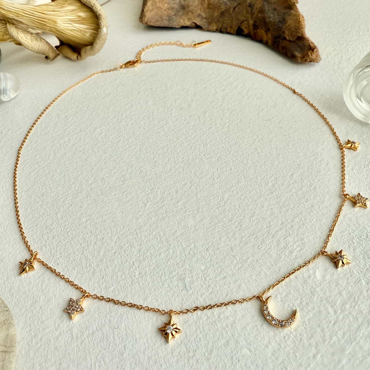 Andromeda Stars & Moon Charm Necklace in Gold