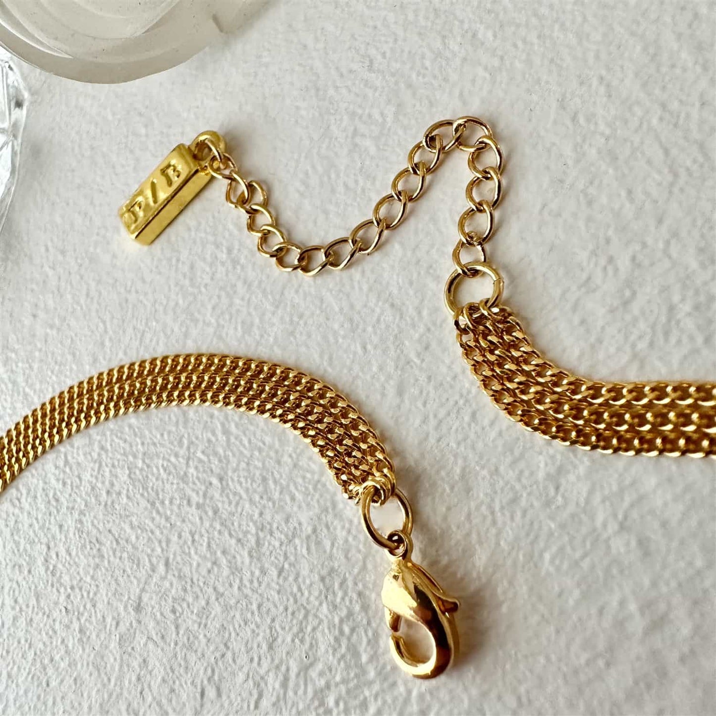 Ariadne Triple Layer Tiny Curb Chain Necklace in Gold