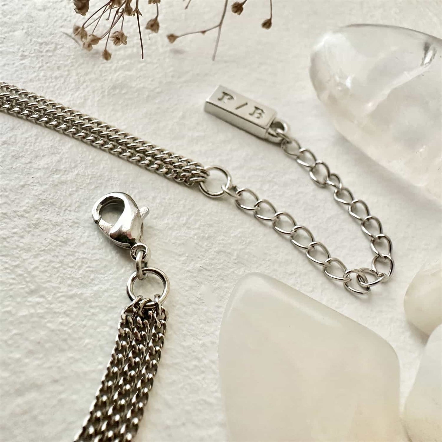 Ariadne Triple Layer Tiny Curb Chain Necklace in Silver
