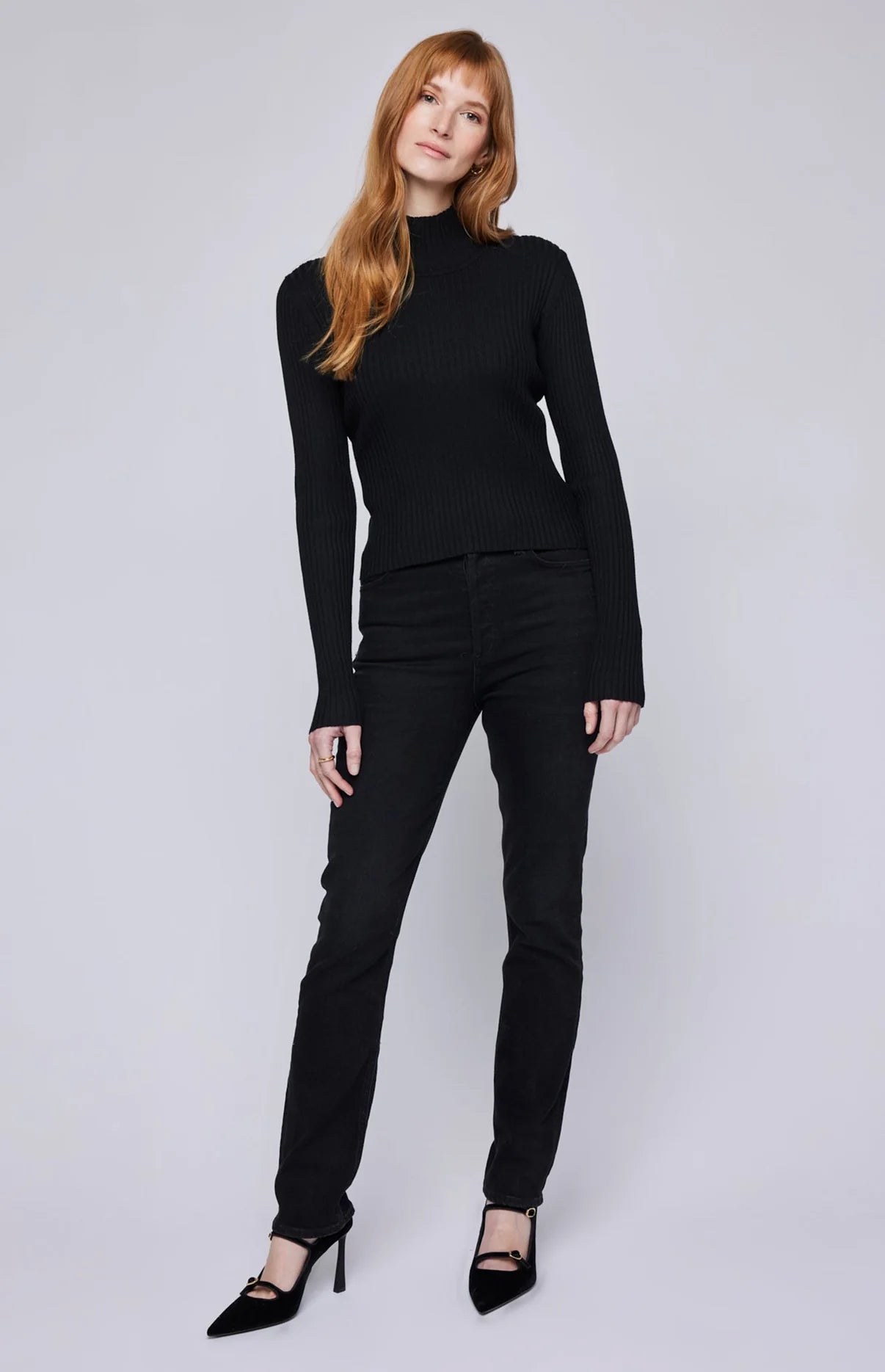 Arlen Ribbed Knit Top - Black