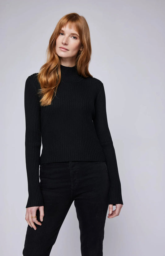 Arlen Ribbed Knit Top - Black