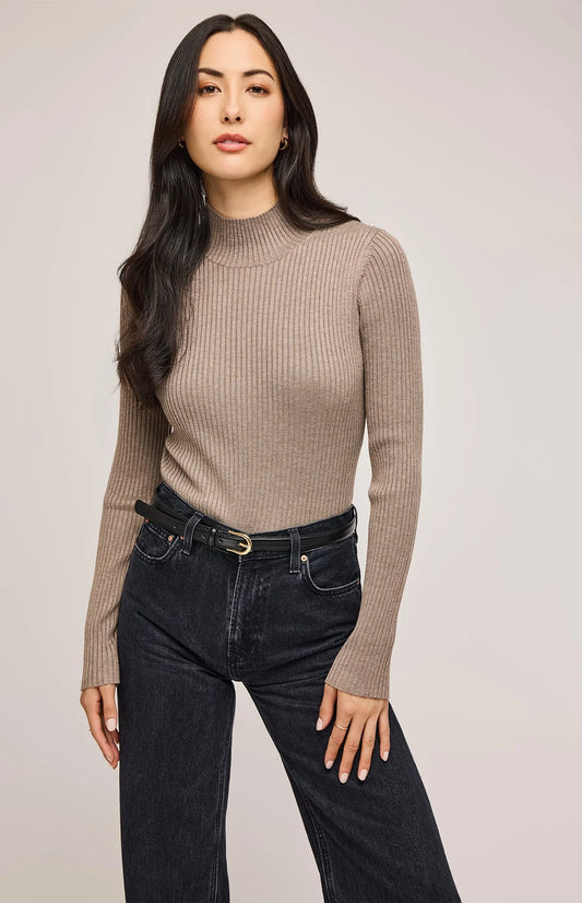 Arlen Ribbed Knit Top - Cobblestone