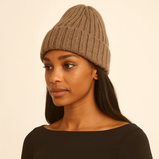 Aspen - Cashmere Blend Ribbed Toque - Faded Taupe