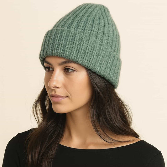 Aspen - Cashmere Blend Ribbed Toque - Ice