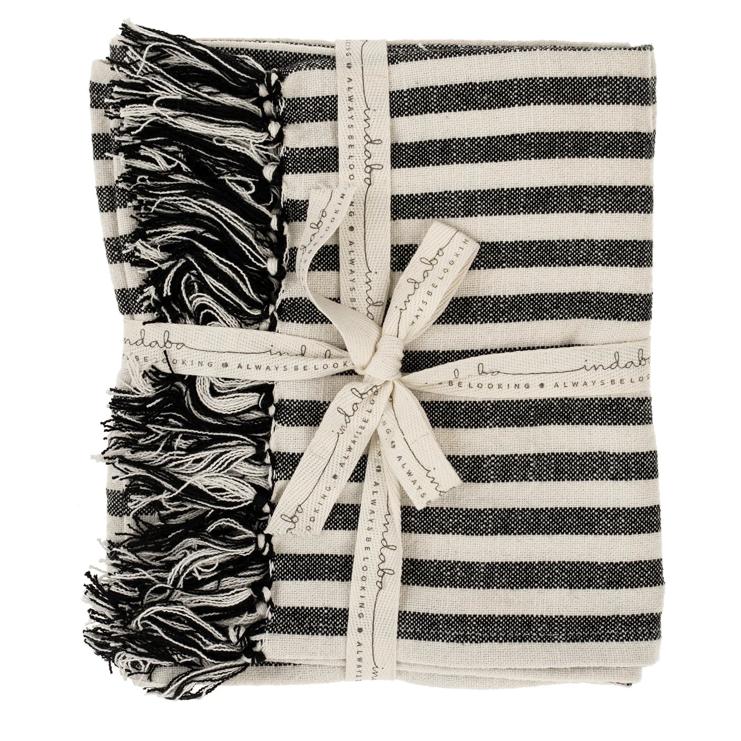 Bengal Stripe Hammam Hand Towels Set of 2 - Black