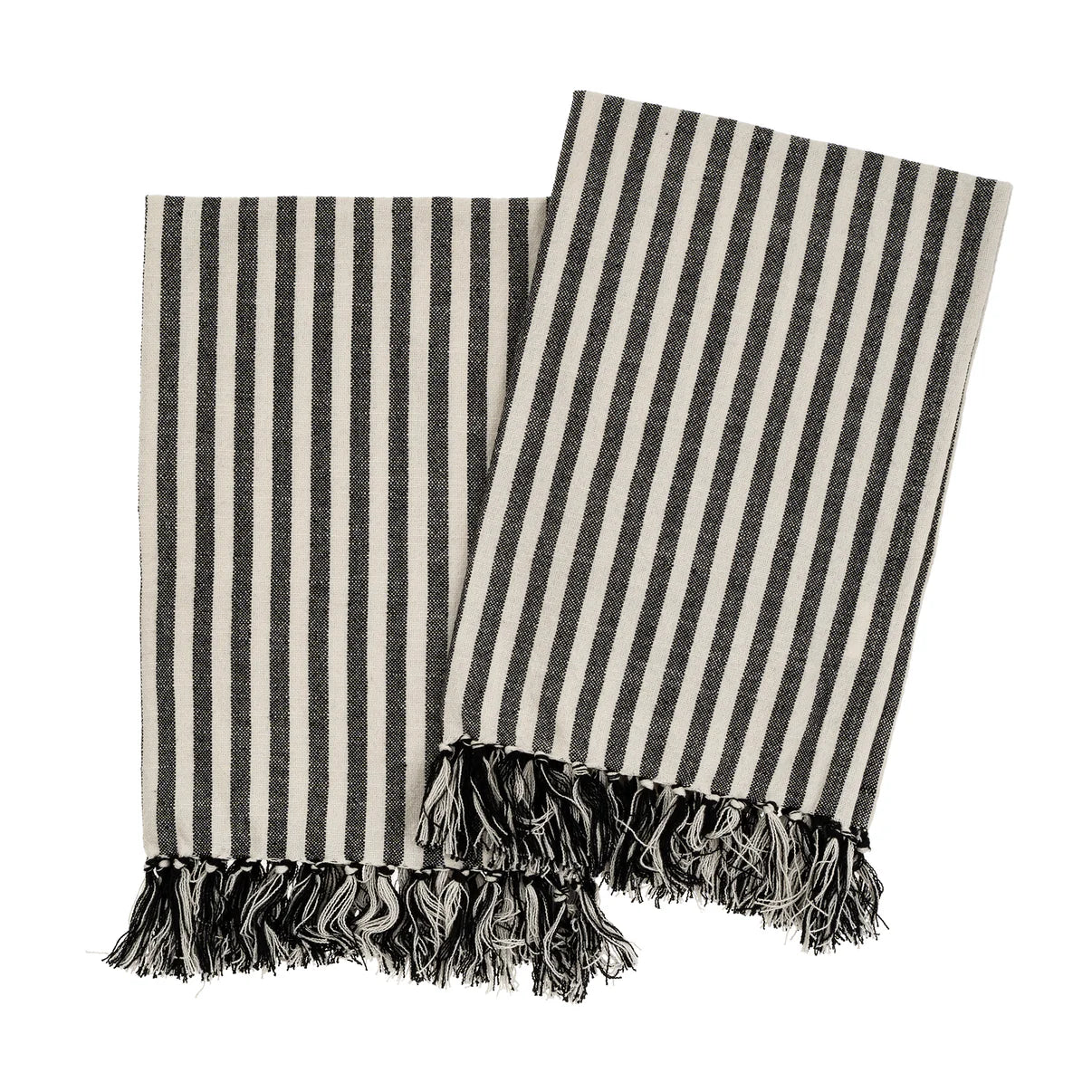 Bengal Stripe Hammam Hand Towels Set of 2 - Black