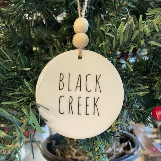 Black Creek Ceramic Ornament with Wood Beads