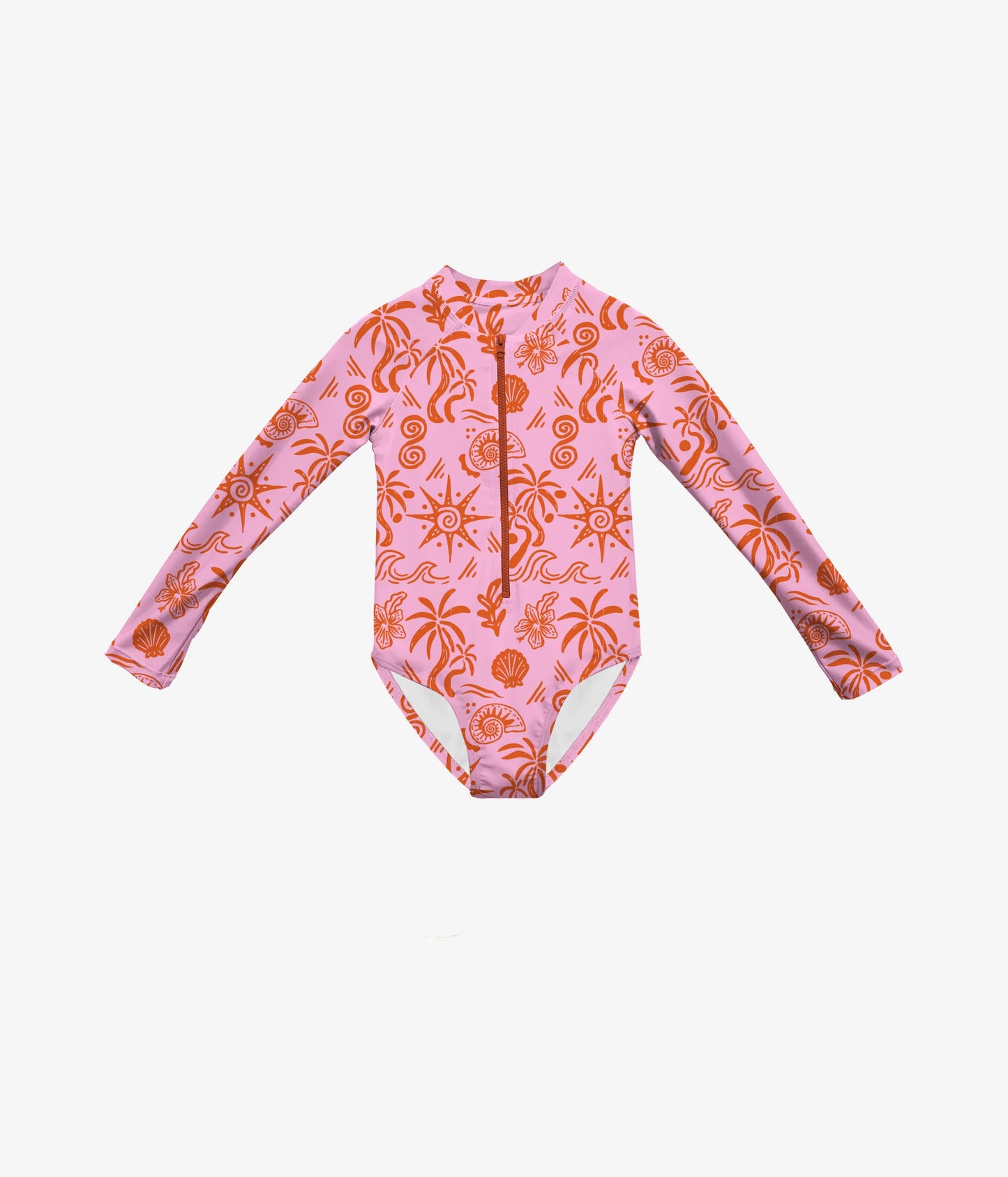 Blush Tides - Long Sleeve One Piece Swimsuit - Bubblegum