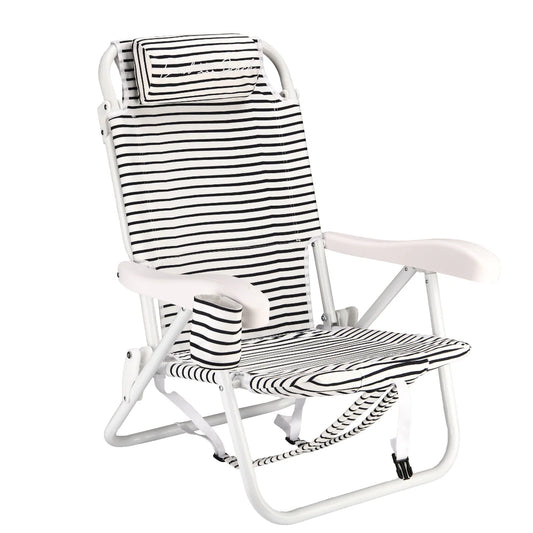 Brush Stripe Reclining Backpack Chair - Black