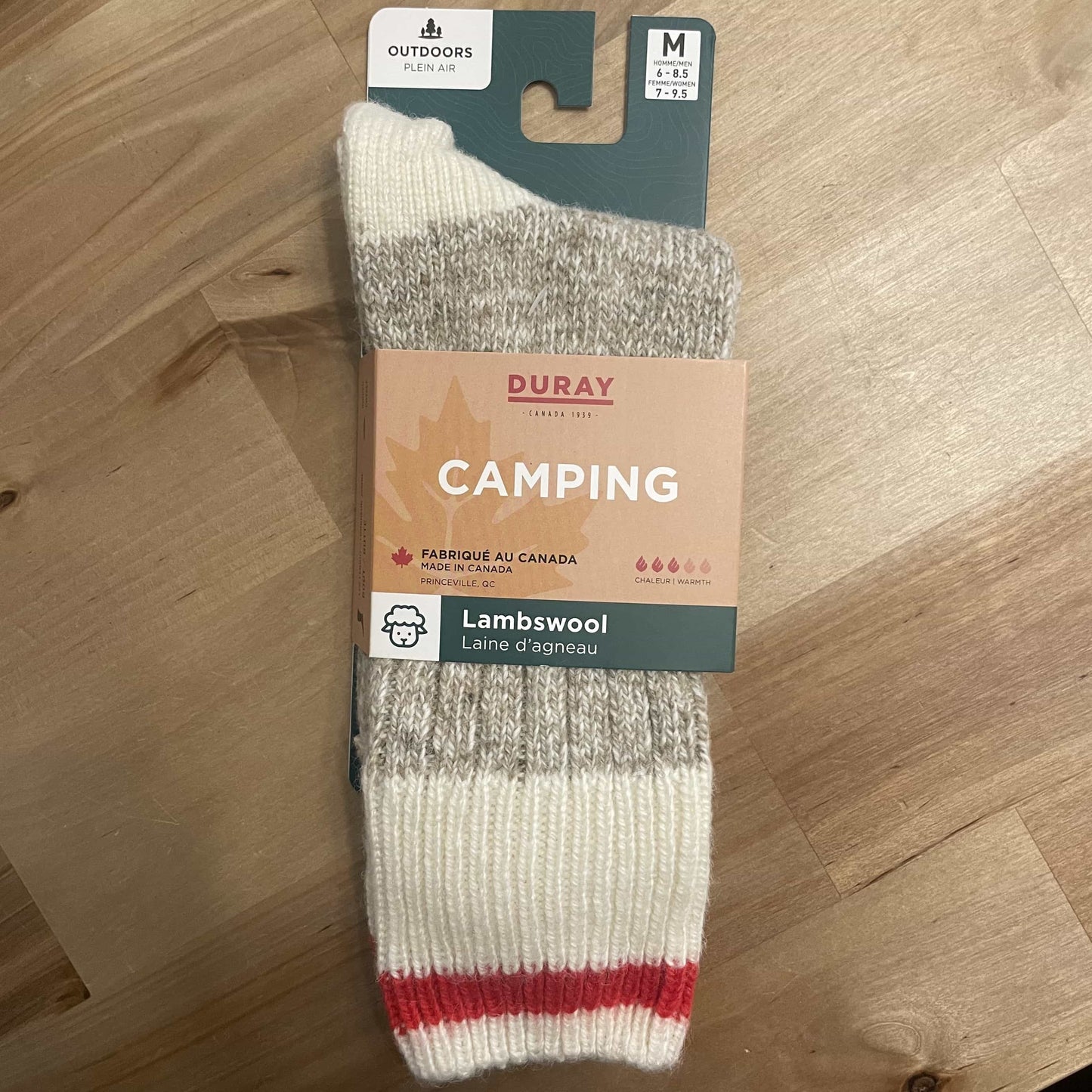 Camping Classic Wool Socks - Beige Red