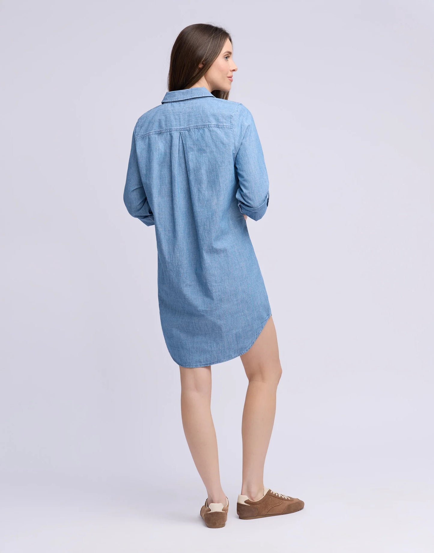 Chambray V-Neck Dress - Ava