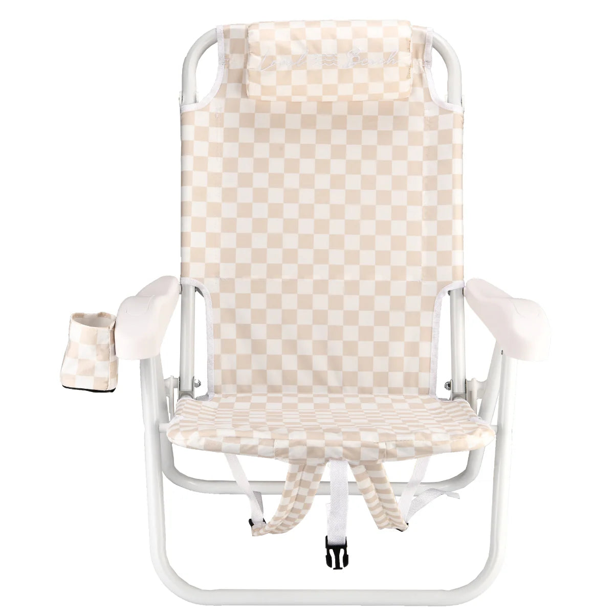 Checker Backpack Reclining Beach Chair - Sand