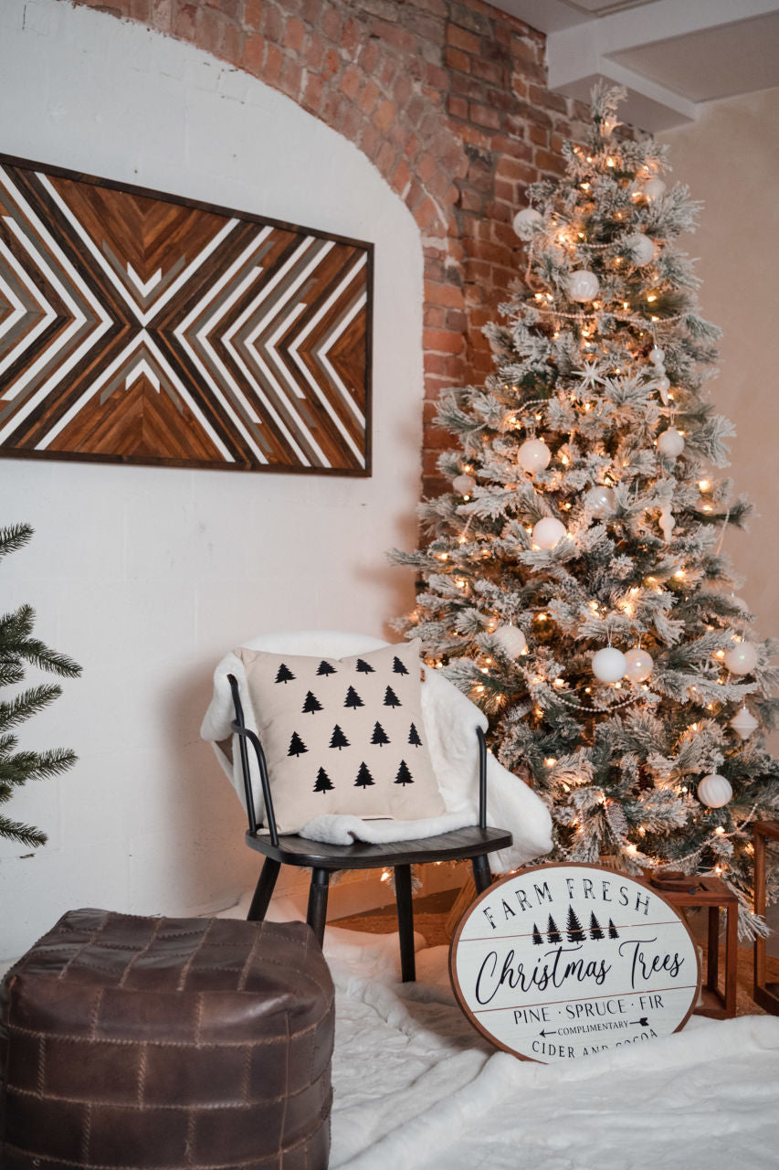 Christmas Tree Print Pillow - Natural