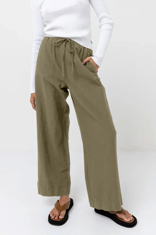 Classic Drawstring Pants - Olive