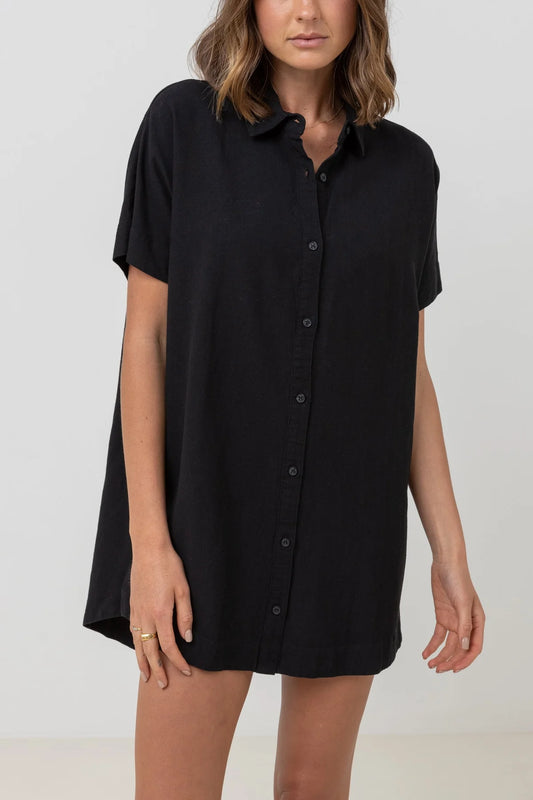 Classic Shirt Dress - Black