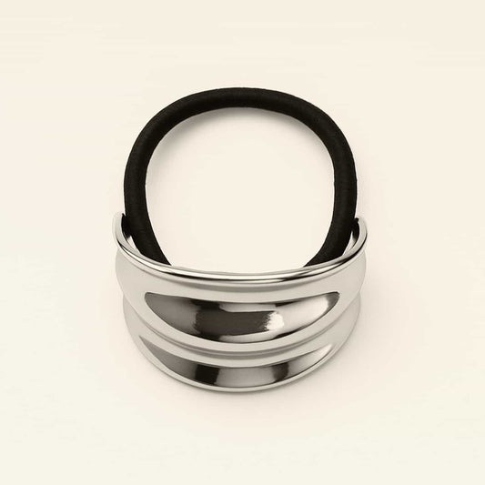 Concave Double Detail Hair Elastic - Silver