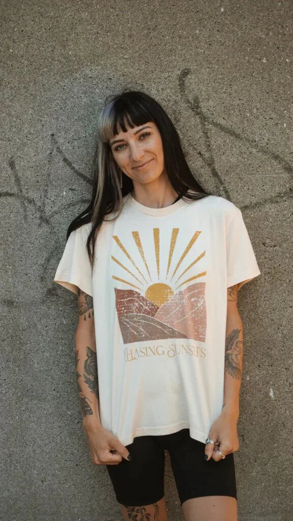 Cotton / Modal Graphic Tee - Chasing Sunsets