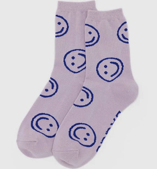 Crew Sock - Dusty Pink Happy