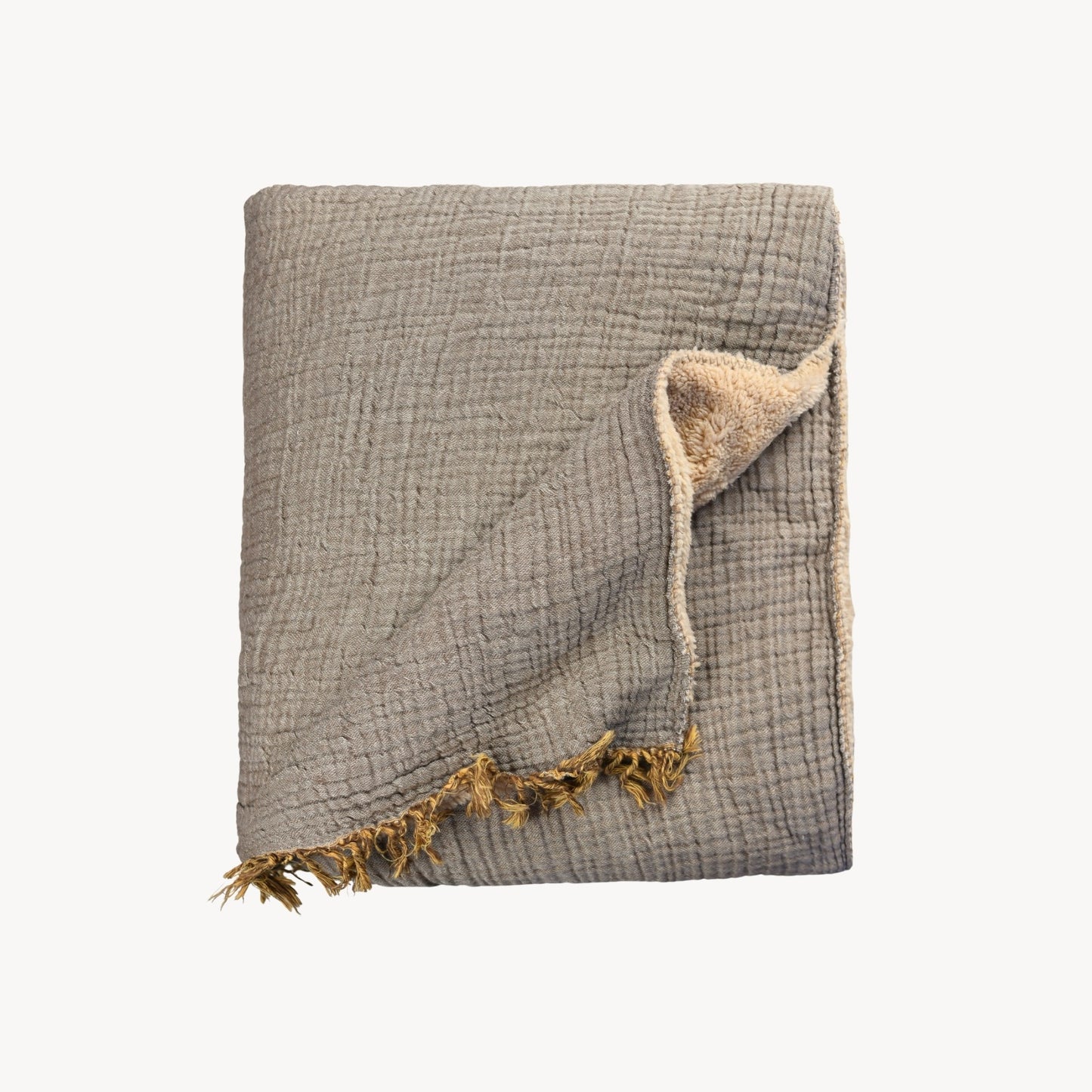 Crinkle Fleece Lined Throw - Bison