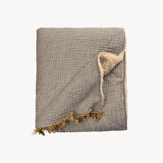 Crinkle Fleece Lined Throw - Bison