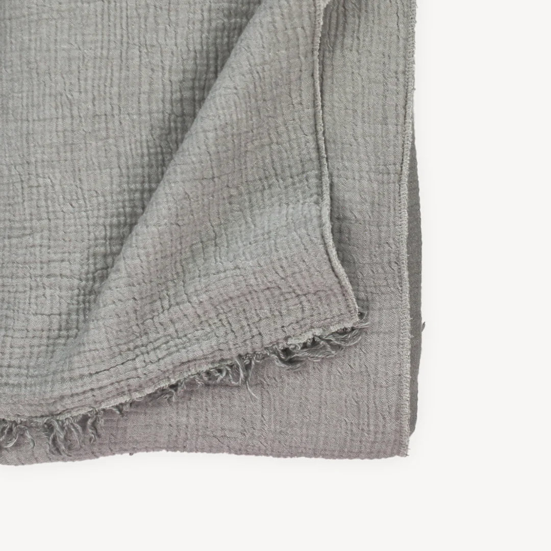Crinkle Fleece Lined Throw - Charcoal Grey